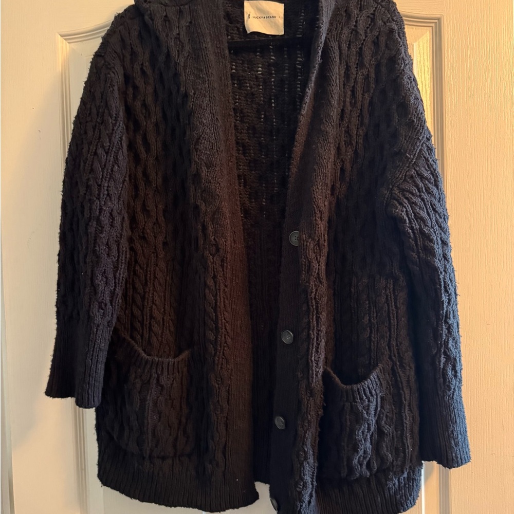 Cozy Black Cable Knit Cardigan
